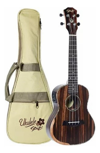 Ukulele Seizi Bora-bora Plus Concert Elétrico Ebony Bag Luxo