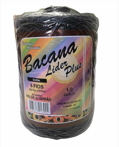 Barbante Bacana 1kg 6fios Lider Plus Grafite  Crochê