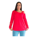 Blusa Mujer Elegante Manga Larga Encaje Fiesta Talle Especia