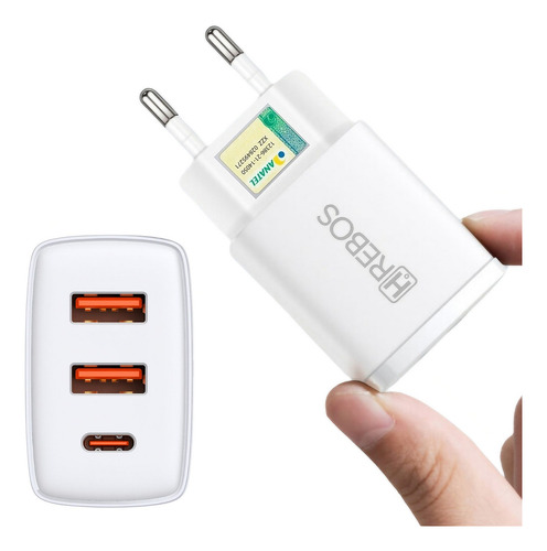 Carregador Celular Fonte Usb C Tomada Turbo 56w Triplo Usb