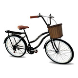 Bicicleta Aro 26 Beach Retrô 18v Com Garupa Preto