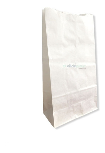 50 Bolsas Papel Kraft Blanca 15x8x29cm Db-6 Biodegradables