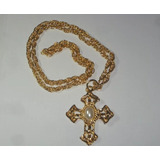 Antiguo Collar Y Dije En Metal Bañado En Oro De 1980 C°bor44