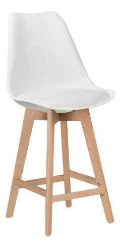 Banqueta Alta Taburete Tulip Eames Patas De Madera Set X2