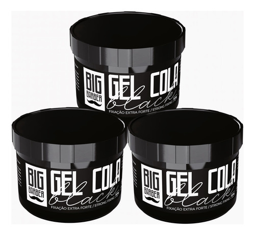 Gel Cola Black Big Barber 300g Pigmentado Atacado 3 Unidades