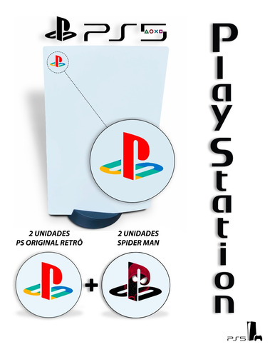 Adesivo Logo Retrô Playstation. Console Ps5. C/4 Unidades.