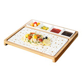 Tabla Bandeja Aperitivos Sushi De Cerámica Con Soporte 