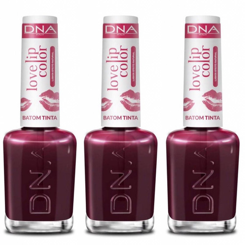 Dna Love Lip Color Batom Tinta 10ml Love Cherry - 3 Unidades