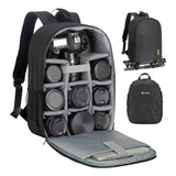 Mochila Para Camara Dslr Con Funda Impermeable Negra (m)