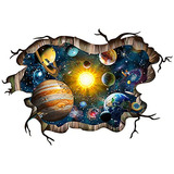 Decals 3d Galaxy Planetas Sistema Solar Adhesivos Pared