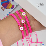 Set 3 Pulsera Tejida Macrame Corazón Amistad Rosa Hyadi