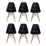 Kit 6 Cadeiras Charles Eames Wood Design Eiffel Várias Cores