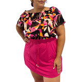 Short Saia Plus Size Grande Casual Ou Academia Cintura Alta