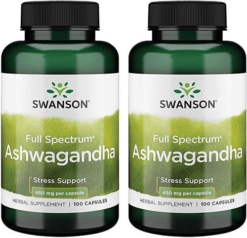 Swanson Ashwagandha Full Spectrum 450 Mg, 100cap. Pack 2x