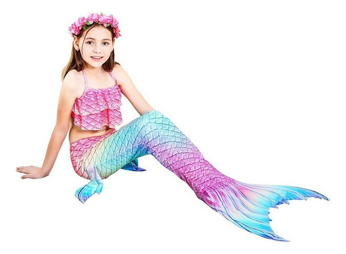 Disfraz Para Niñas Cosplay De Cola De Sirena Con Monoaleta