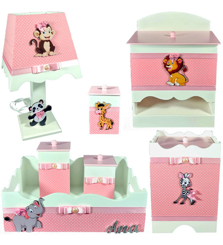 Conjunto Organizador Quarto Bebê Recem Nascido Baby Mdf Nome
