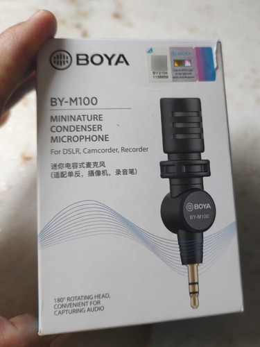 Mini Microfone Condensador Boya By-m100 P/ Celular, Dslr Etc