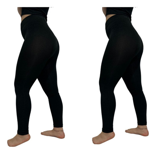 2 Meia Calça Feminina Térmica Flanelada Adulto Legging S/ Pé