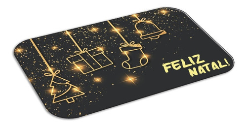 Tapete Emborrachado Para Porta 40x60 2mm - Feliz Natal Black