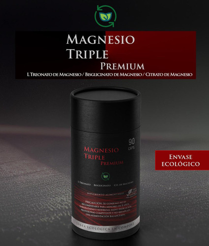 Triple Magnesio Premium(bisglicinato+cit De Mag+l Treonato) Sabor Sin Sabor
