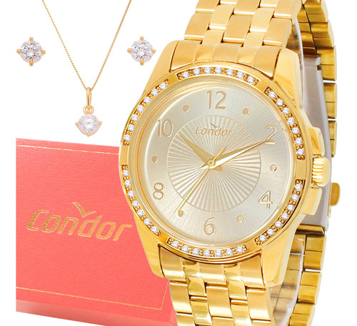 Relógio Feminino Dourado Condor Original 1 Ano De Garantia