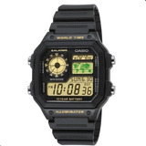 Relógio Casio Masculino Mundial 5 Alarmes Ae-1200wh-1bvdf