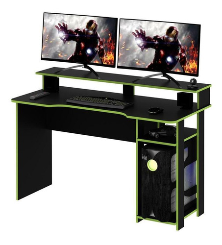 Mesa Gamer Multimóveis Cr25050 Preta/verde