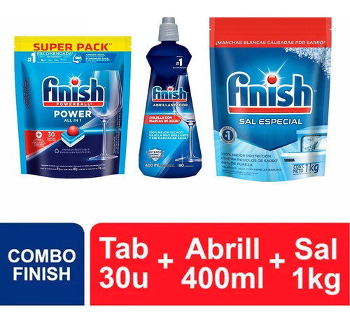 Finish Kit Tabletas X30 + 1 Abrillantador + 1 Sal 1kg