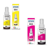 Kit Tinta Origiunal T664 L375 L395 L396 Magenta E Amarelo