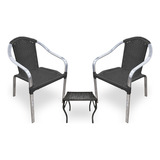 Kit 2 Cadeiras De Alumínio Paris Com Mesa De Centro