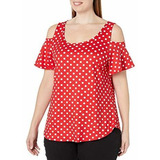 Star Vixen Women S Plus Talla Corta Hombro Frío Top