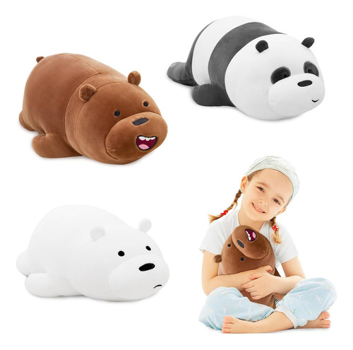 3 Pcs Bear Peluche- Almohada De Osos Pardos Y Polares,pandas