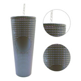 Vaso Doble Pared Termo Studded 24oz Tapa Popote Wellspring Color Gris Perla Plano