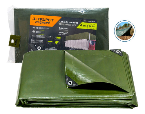 Lona Uso Rudo, Verolivo, 4 x 5 M, Truper Expert 16375