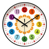 Xiaery Reloj De Pared For Niños Reloj De Aprendizaje Único