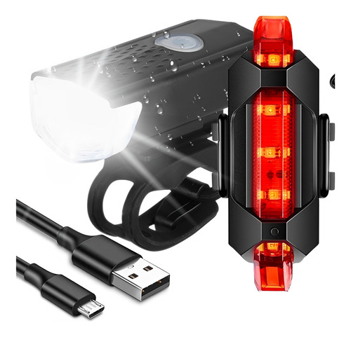 Kit Farol De Bike Luz De Bicicleta + Lanterna Traseira Bike