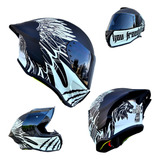 Casco Para Moto Negro Blanco Buster Liberty Kov Deportivo 