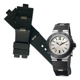 Correa Reloj Compatible Bvlgari Diagono Negro 22mm S/h