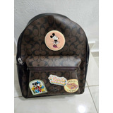 Mochila Escolar Para Mujer Pelicula Disney Mickey Mouse Minnie Mouse Coach De Cuero Con Papeles Y Cubre Polvo Original