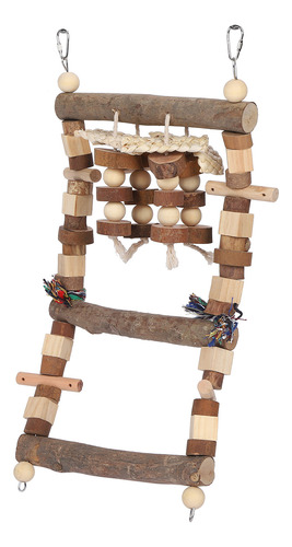 Jaula Para Troncos Naturales Toy Bird Ladder Bridge, Columpi