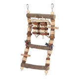 Jaula Para Troncos Naturales Toy Bird Ladder Bridge, Columpi