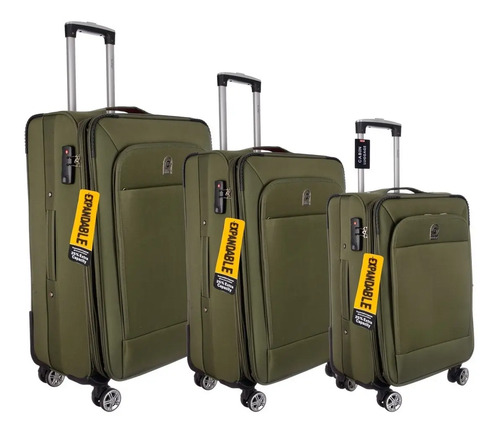 Set De 3 Valijas De Tela Reforzada Con Fuelle Expandible, Compra y Venta