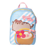 Mochila Pusheen Coconut Para Niña, Para Laptop Color Azul Claro Diseño De La Tela Liso