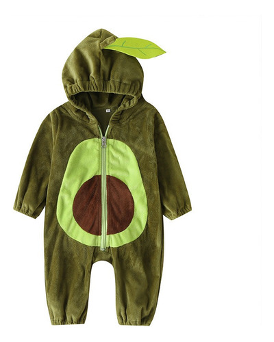 Body De Manga Larga Con Capucha De Aguacate For Niños