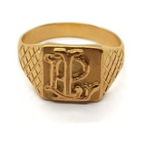 Anillo Sello Hombre Oro 18k 8gr Macizo Iniciales A Relieve