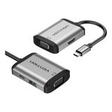 Dockstation Hub Adaptador 4 Em 1 4k Hdmi E 1080p Vga Type-c