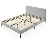 Base De Cama Europea Con Respaldo Zinus 2 Plazas150x190x30cm Color Gris