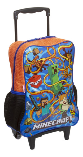 Mochila Minecraft Escolar Infantil Rodinhas Grande Sestini