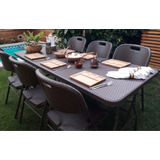 Juego Comedor Terraza Elegante Tipo Rattan + 6 Sillas Nuevos