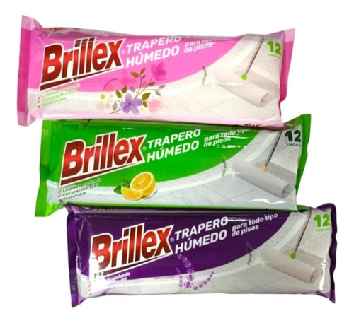  Pack X 3 Trapero Humedo Desechable Brillex 12und